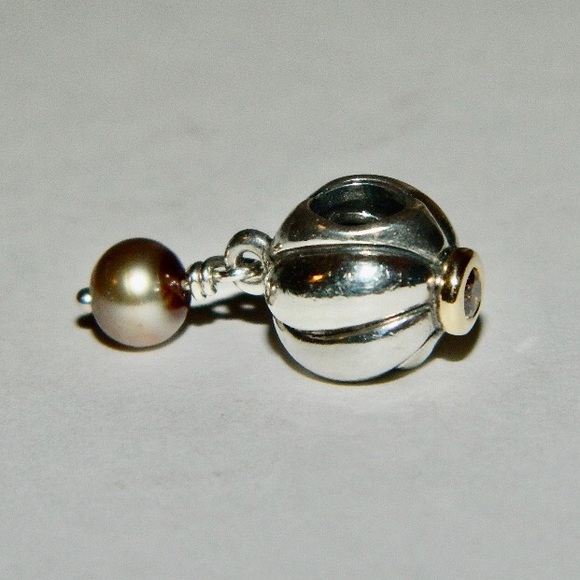 Pandora 14k Blooming Bud Pearl Charm Dangle - Picture 8 of 8